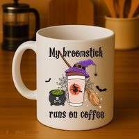 My Broomstick Runs On Coffee Gift Coffee Lover Halloween Meaningful Gift Coffee Mug thumb 4