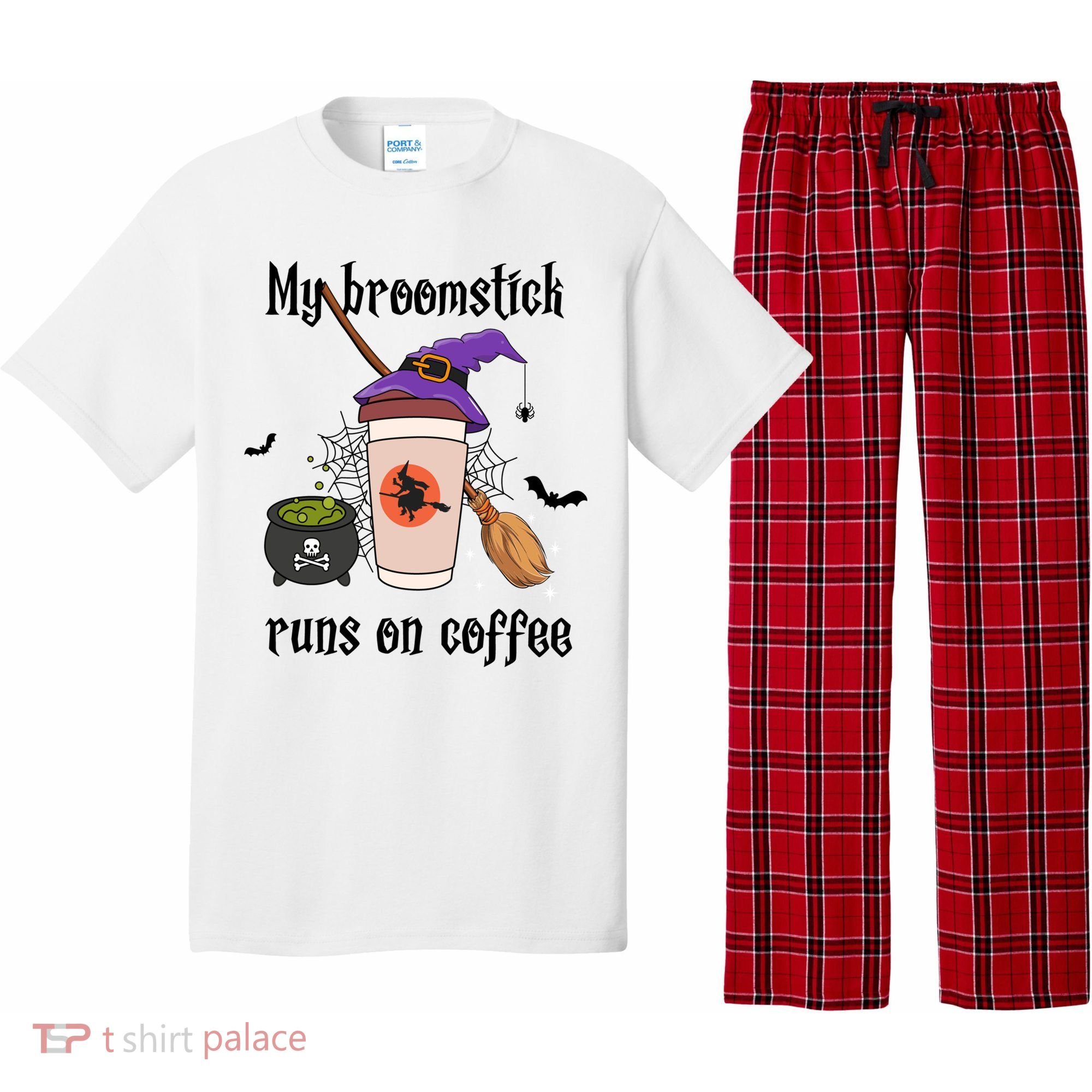 My Broomstick Runs On Coffee Gift Coffee Lover Halloween Meaningful Gift Pajama Set