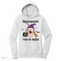My Broomstick Runs On Coffee Gift Coffee Lover Halloween Meaningful Gift Women's Hoodie thumb 0