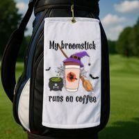 My Broomstick Runs On Coffee Gift Coffee Lover Halloween Meaningful Gift Golf Towel thumb 2