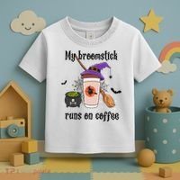 My Broomstick Runs On Coffee Gift Coffee Lover Halloween Meaningful Gift Toddler T-Shirt thumb 3