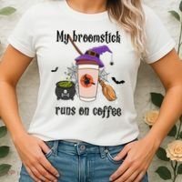 My Broomstick Runs On Coffee Gift Coffee Lover Halloween Meaningful Gift Women's T-Shirt thumb 2