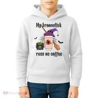 My Broomstick Runs On Coffee Gift Coffee Lover Halloween Meaningful Gift Kids Hoodie thumb 4