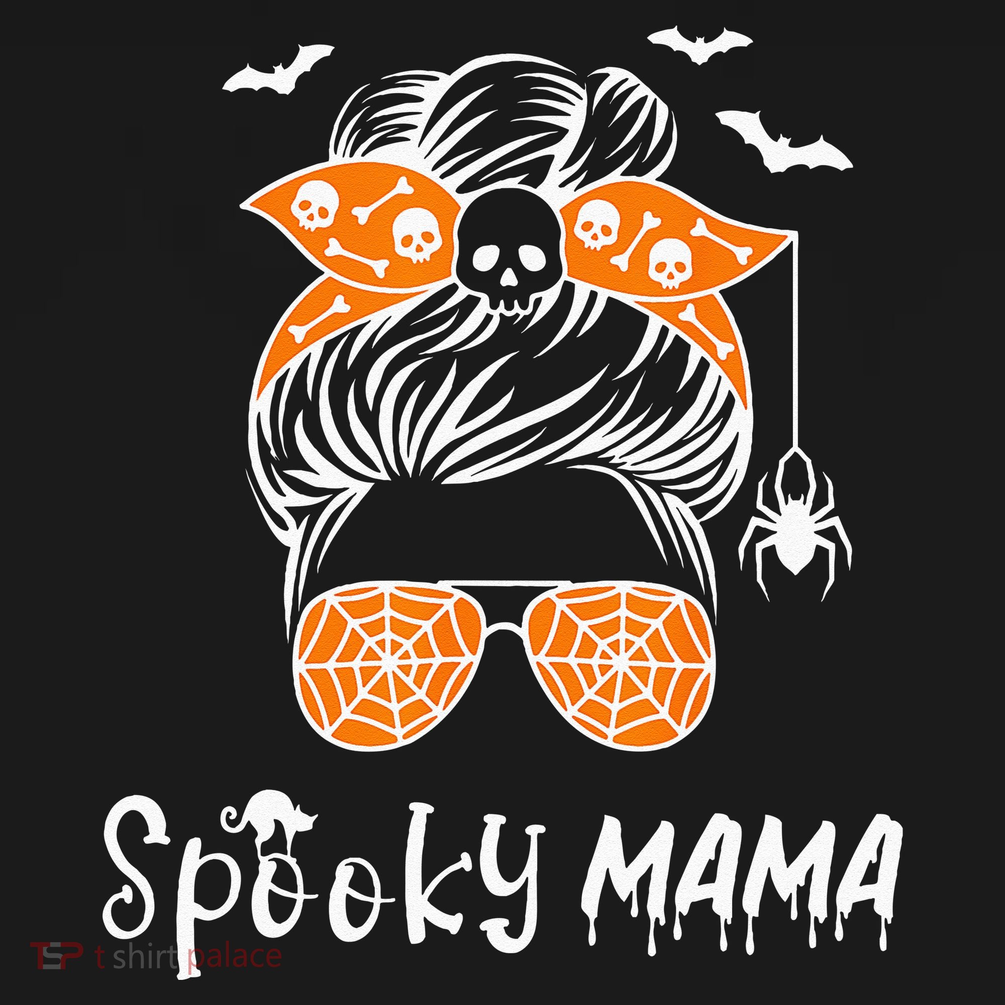 Messy Bun Spooky Mama Mom Funny Halloween Costume Skull Hoodie