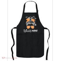 Messy Bun Spooky Mama Mom Funny Halloween Costume Skull Apron thumb 0