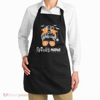 Messy Bun Spooky Mama Mom Funny Halloween Costume Skull Apron thumb 2