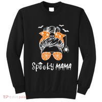 Messy Bun Spooky Mama Mom Funny Halloween Costume Skull Sweatshirt thumb 0