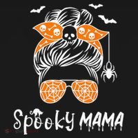 Messy Bun Spooky Mama Mom Funny Halloween Costume Skull Sweatshirt thumb 3
