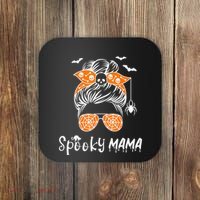Messy Bun Spooky Mama Mom Funny Halloween Costume Skull Coaster thumb 0