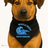Myrtle Beach South Carolina Pocket Wave Souvenir USA-Made Doggie Bandana thumb 1