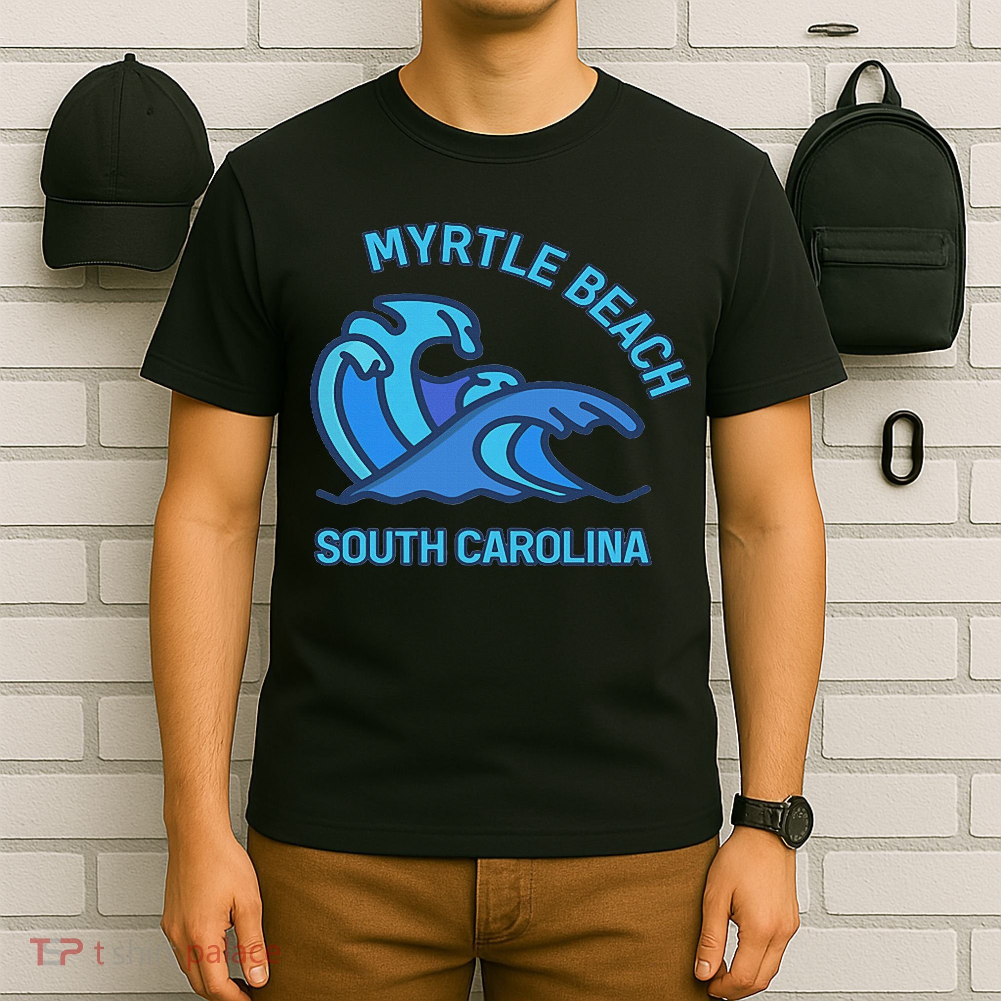Myrtle Beach South Carolina Pocket Wave Souvenir T-Shirt