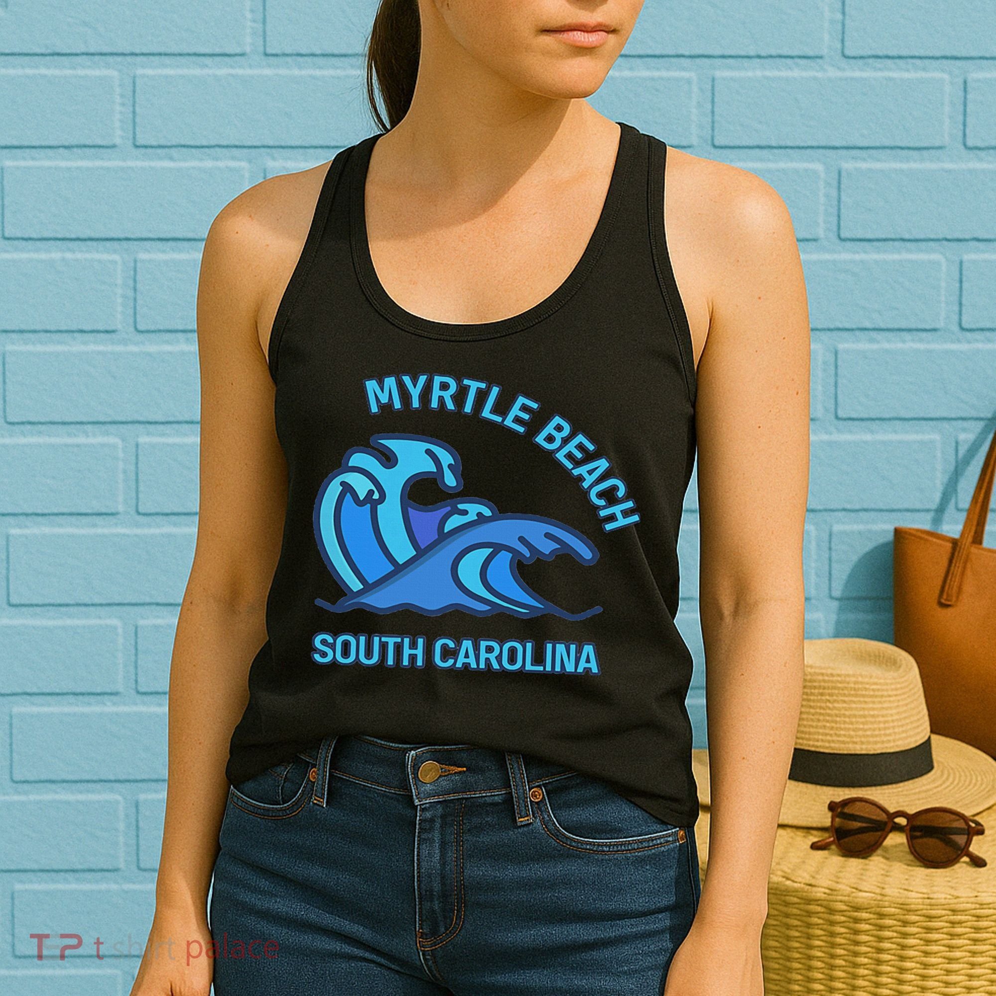Myrtle Beach South Carolina Pocket Wave Souvenir Women's Tank Top