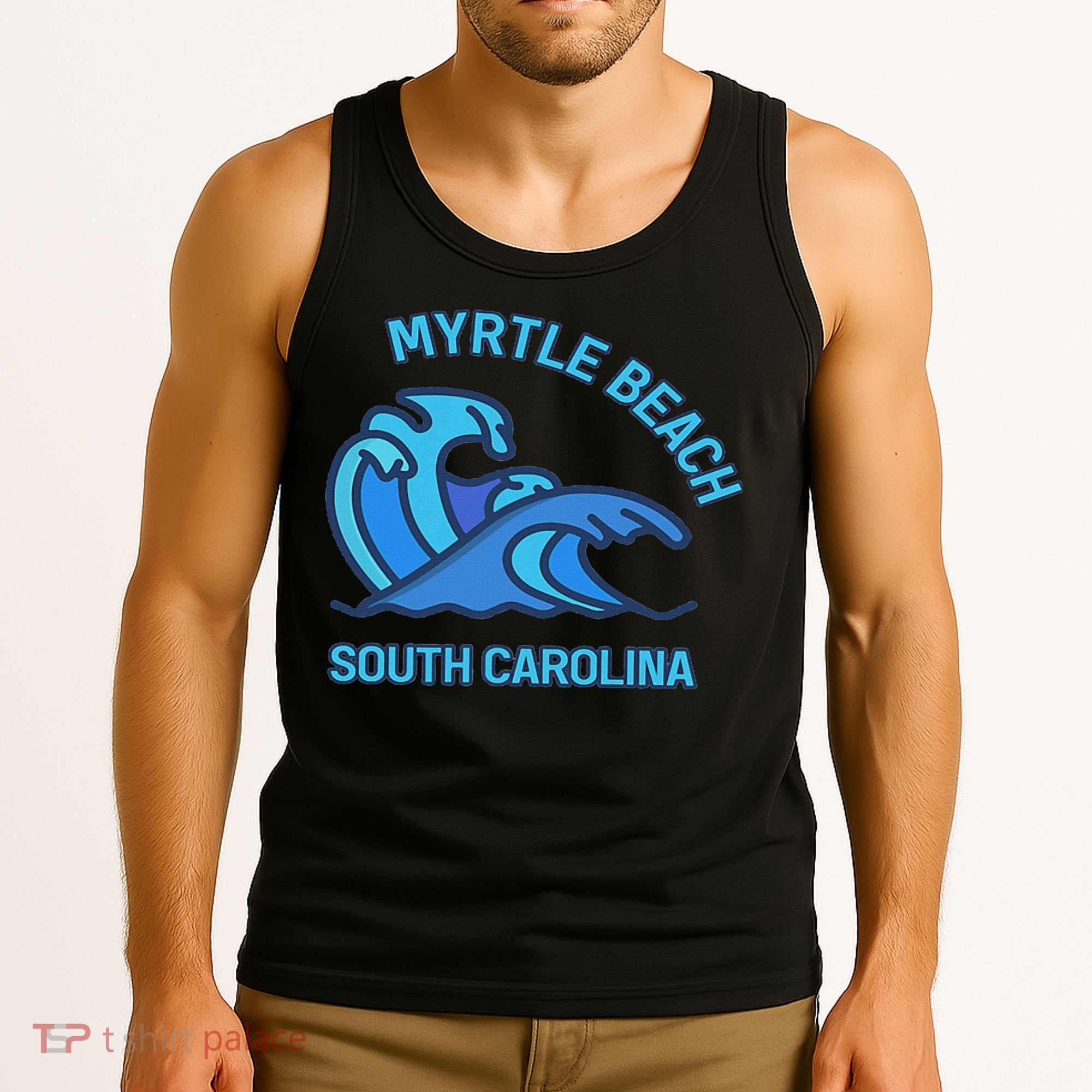Myrtle Beach South Carolina Pocket Wave Souvenir Tank Top