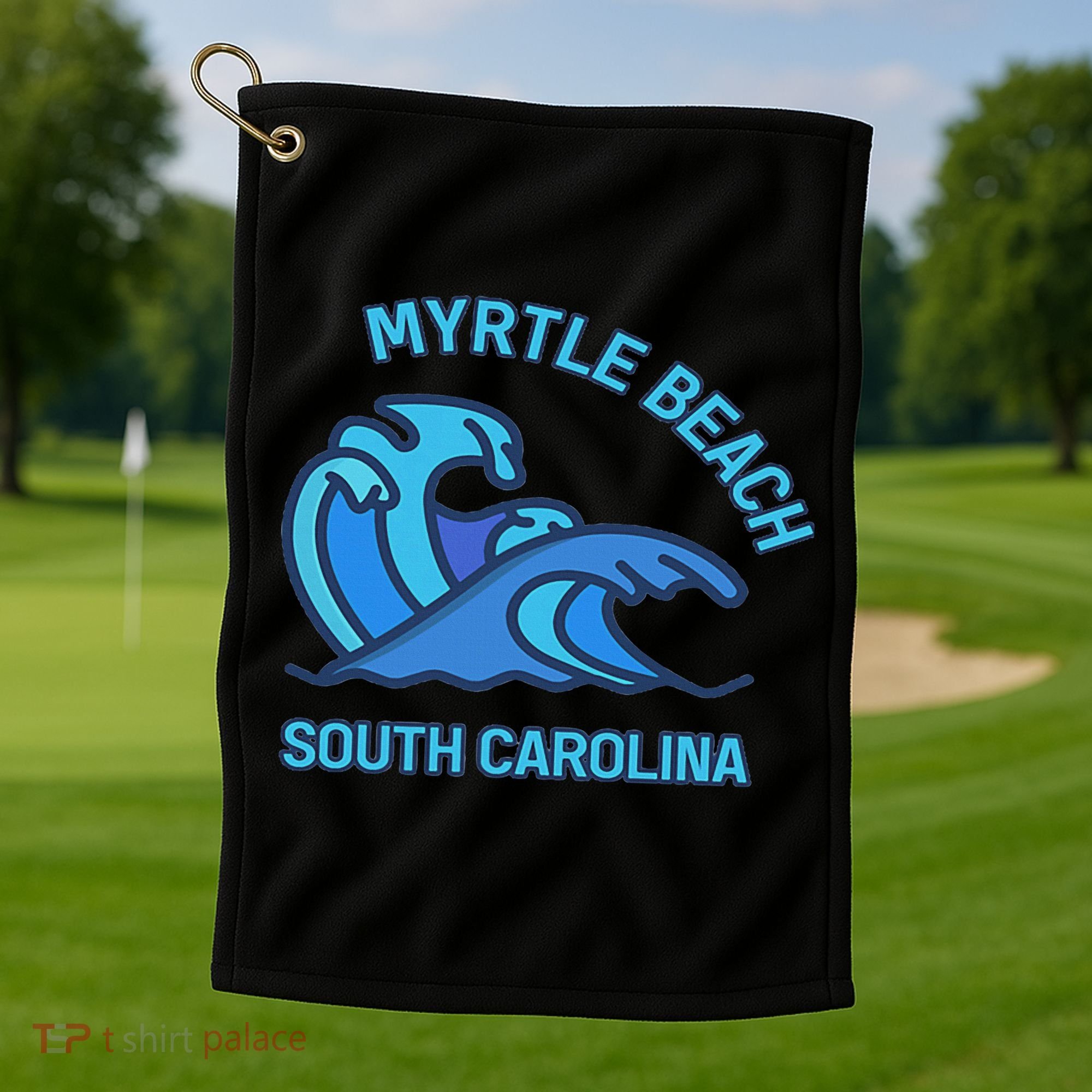 Myrtle Beach South Carolina Pocket Wave Souvenir Golf Towel