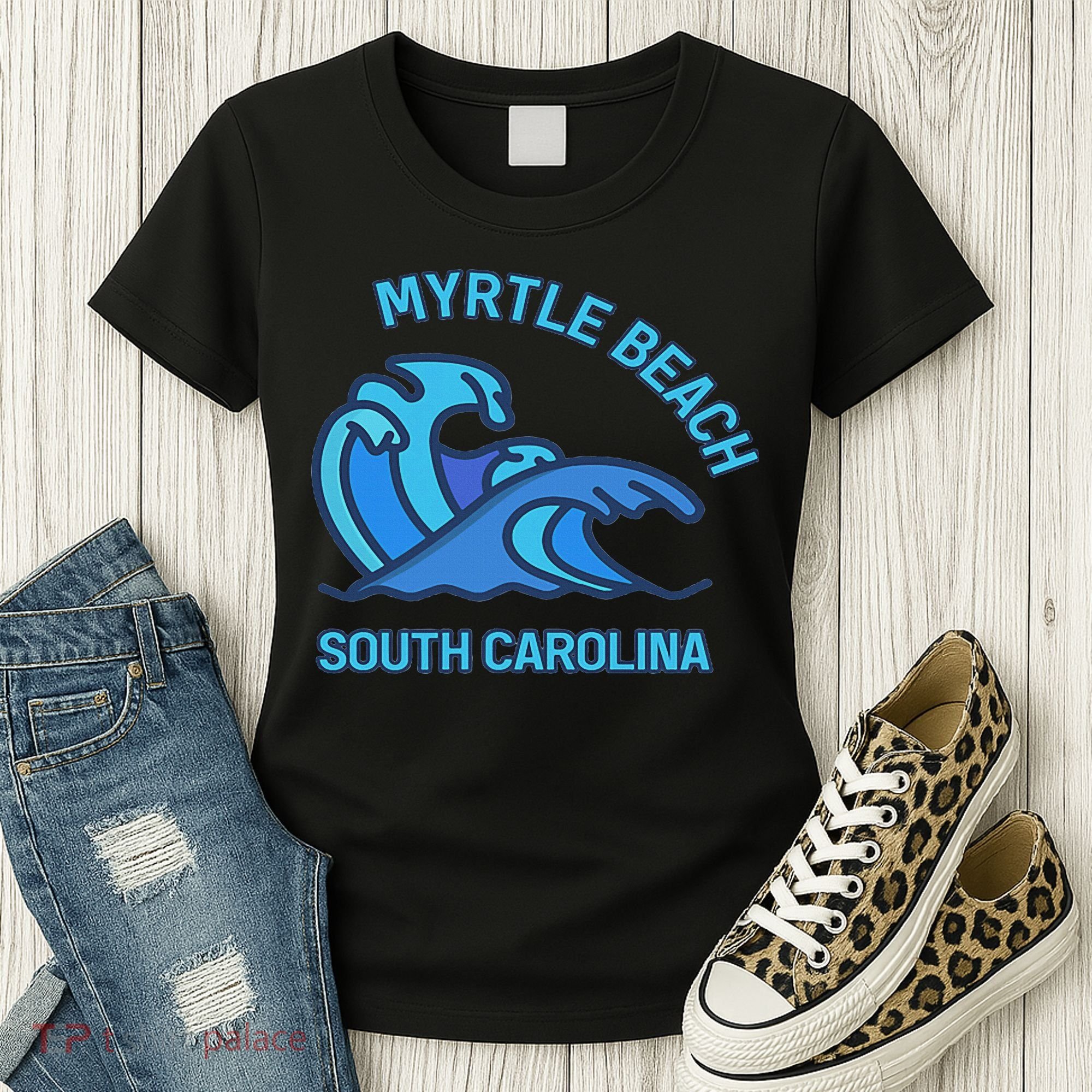 Myrtle Beach South Carolina Pocket Wave Souvenir Women's T-Shirt