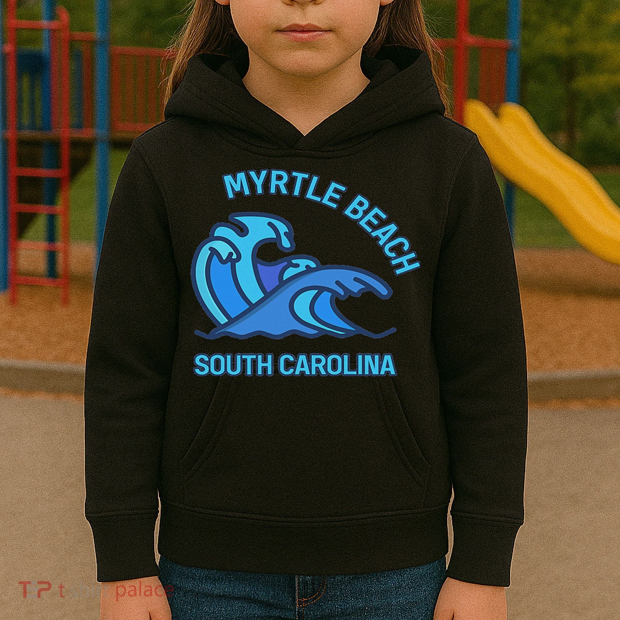 Myrtle Beach South Carolina Pocket Wave Souvenir Kids Hoodie