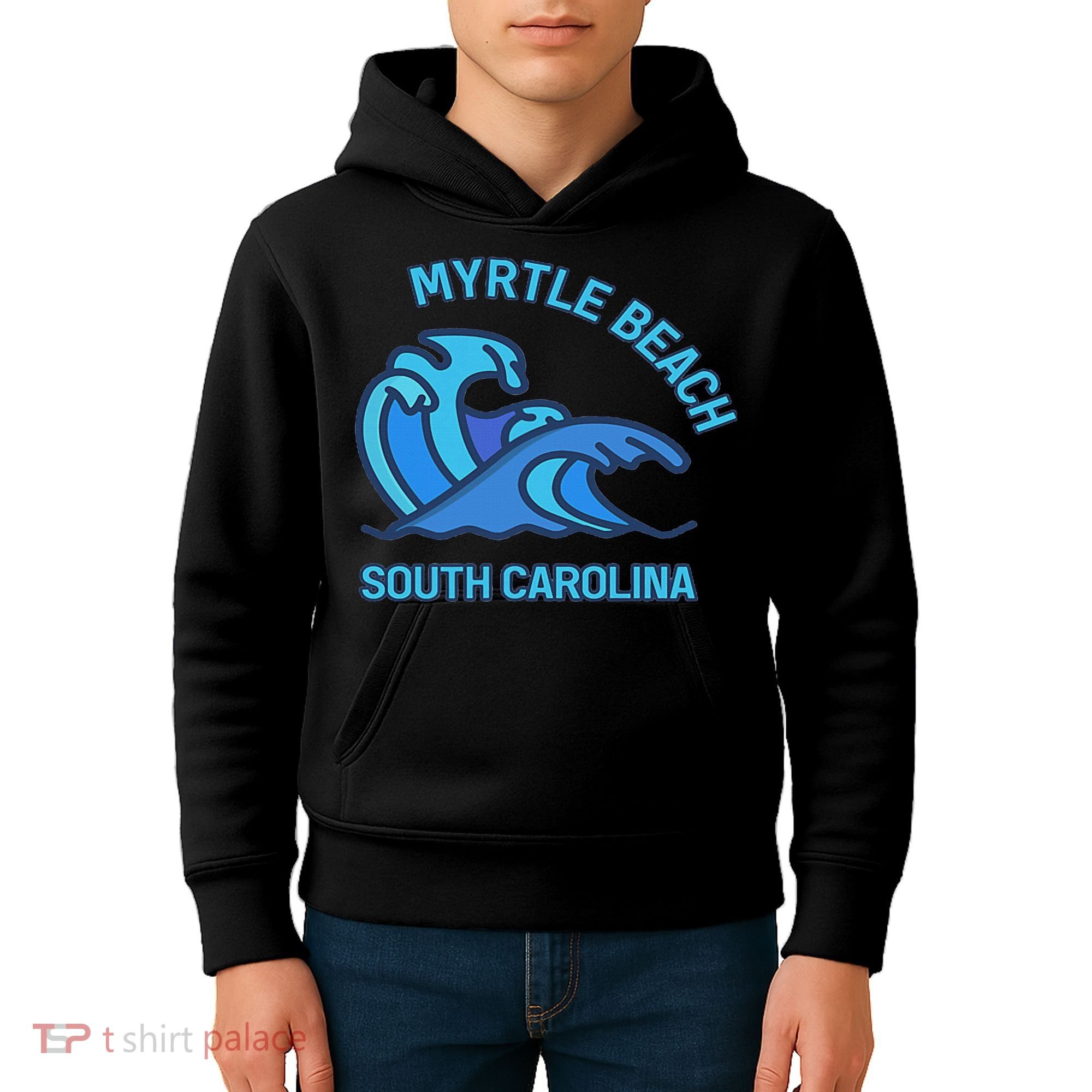 Myrtle Beach South Carolina Pocket Wave Souvenir Kids Hoodie