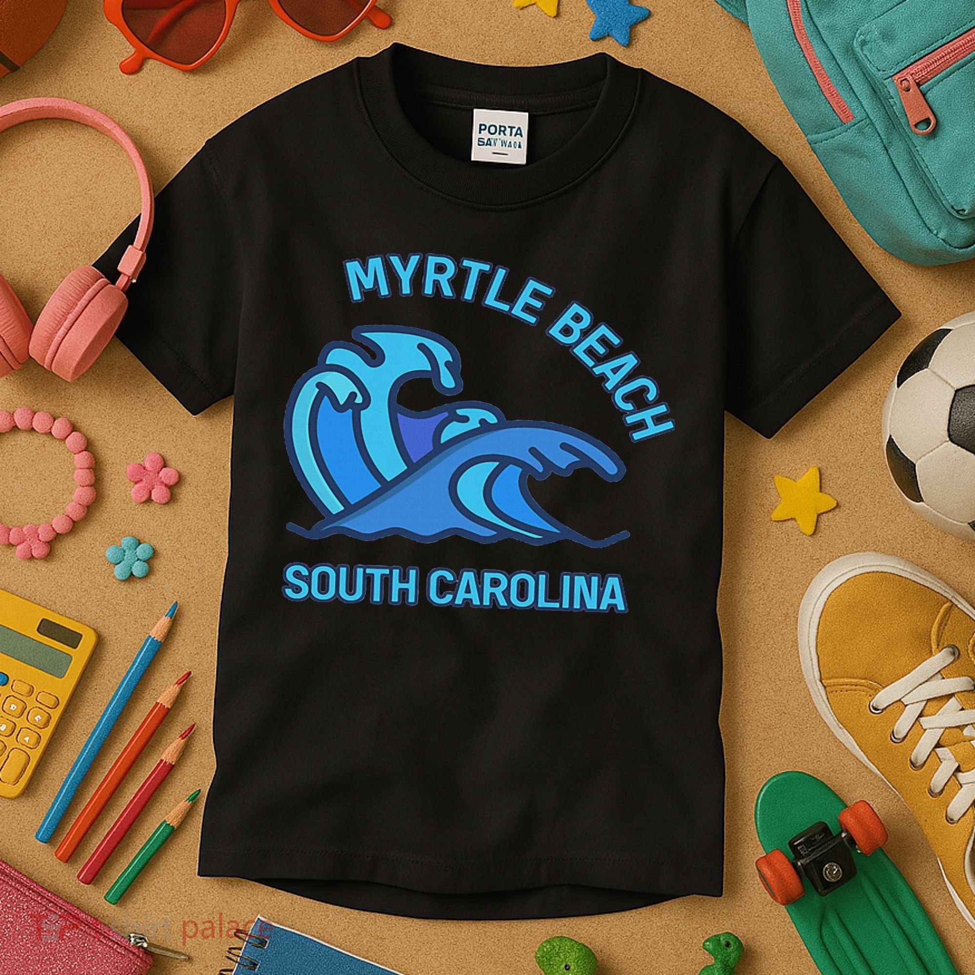 Myrtle Beach South Carolina Pocket Wave Souvenir Kids T-Shirt