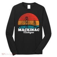 Mackinac Bridge Souvenir Mackinaw Island Retro Michigan Long Sleeve Shirt thumb 0