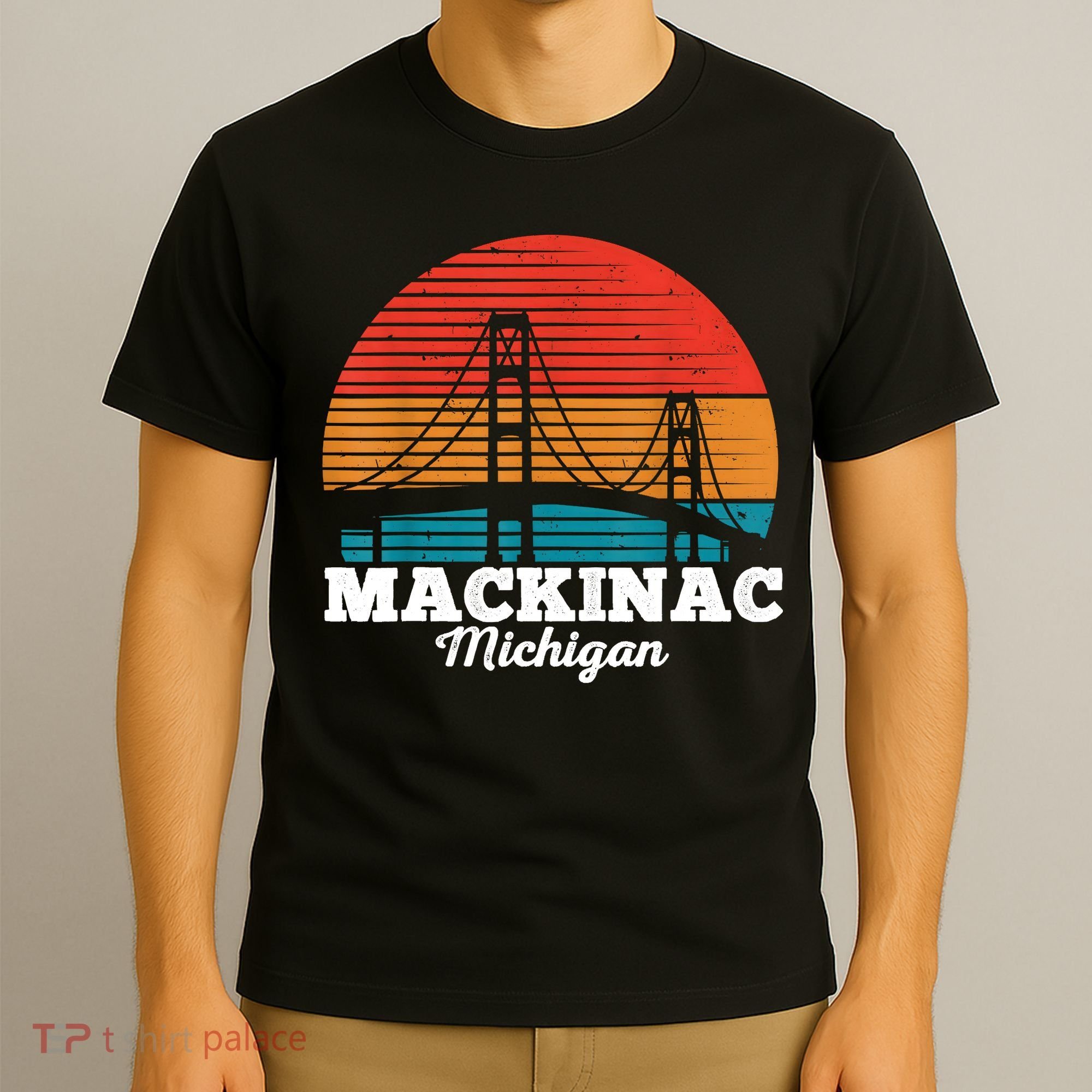 Mackinac Bridge Souvenir Mackinaw Island Retro Michigan T-Shirt