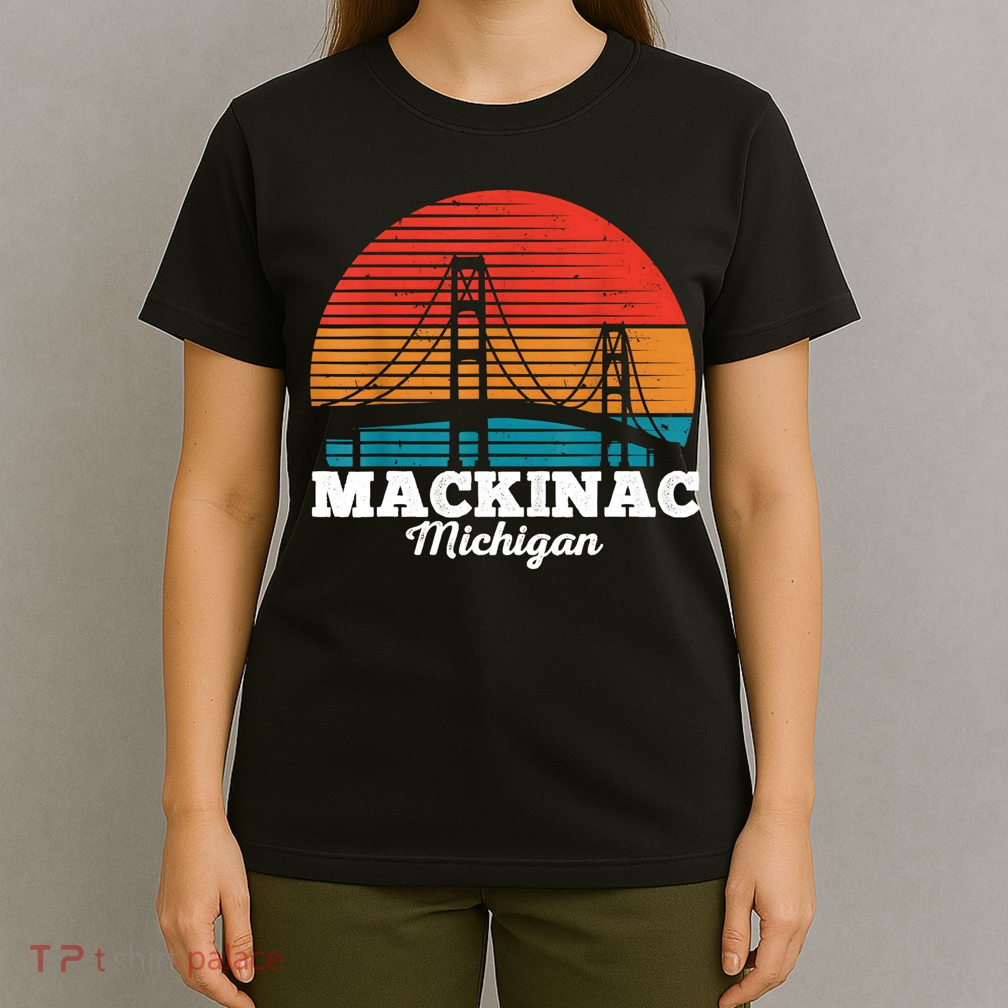Mackinac Bridge Souvenir Mackinaw Island Retro Michigan T-Shirt
