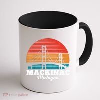 Mackinac Bridge Souvenir Mackinaw Island Retro Michigan Coffee Mug thumb 1