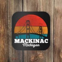 Mackinac Bridge Souvenir Mackinaw Island Retro Michigan Coaster thumb 0