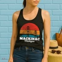 Mackinac Bridge Souvenir Mackinaw Island Retro Michigan Women's Tank Top thumb 2
