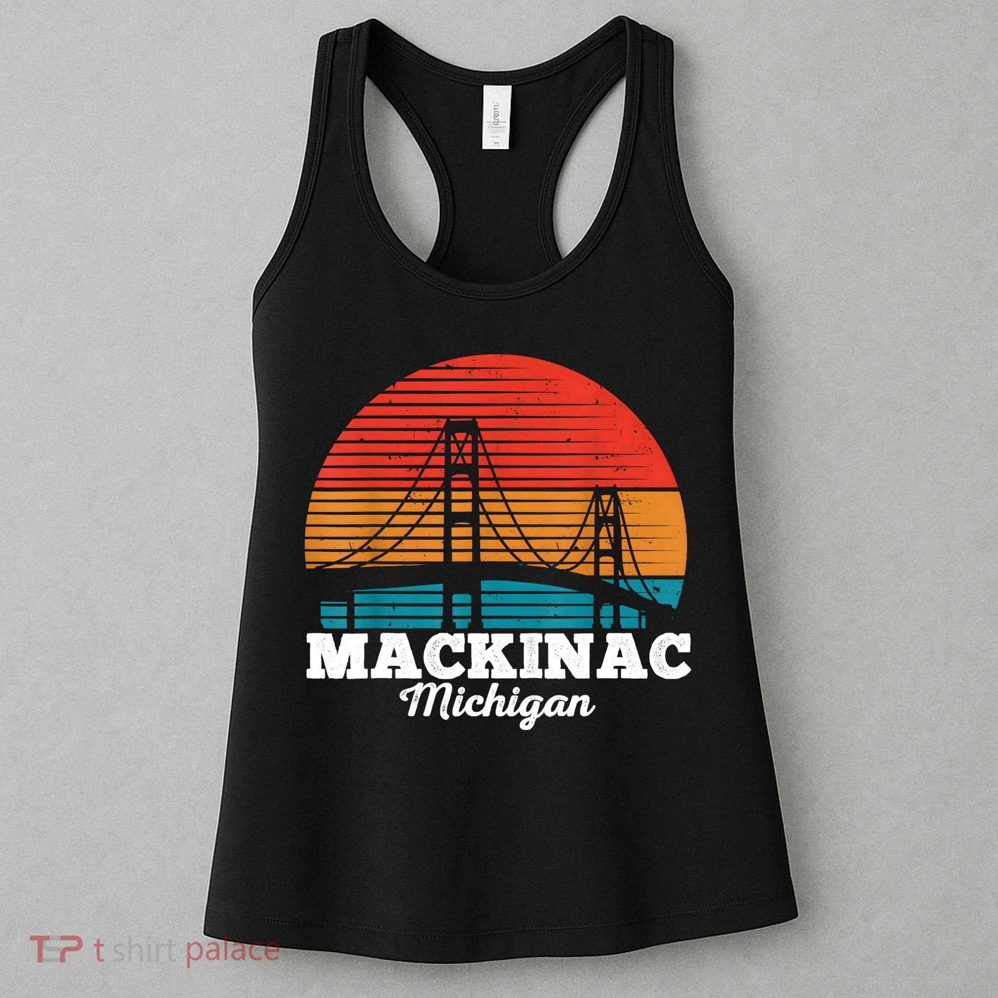 Mackinac Bridge Souvenir Mackinaw Island Retro Michigan Women's Tank Top