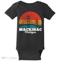 Mackinac Bridge Souvenir Mackinaw Island Retro Michigan Baby Bodysuit thumb 0