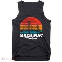 Mackinac Bridge Souvenir Mackinaw Island Retro Michigan Tank Top thumb 0