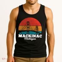 Mackinac Bridge Souvenir Mackinaw Island Retro Michigan Tank Top thumb 3