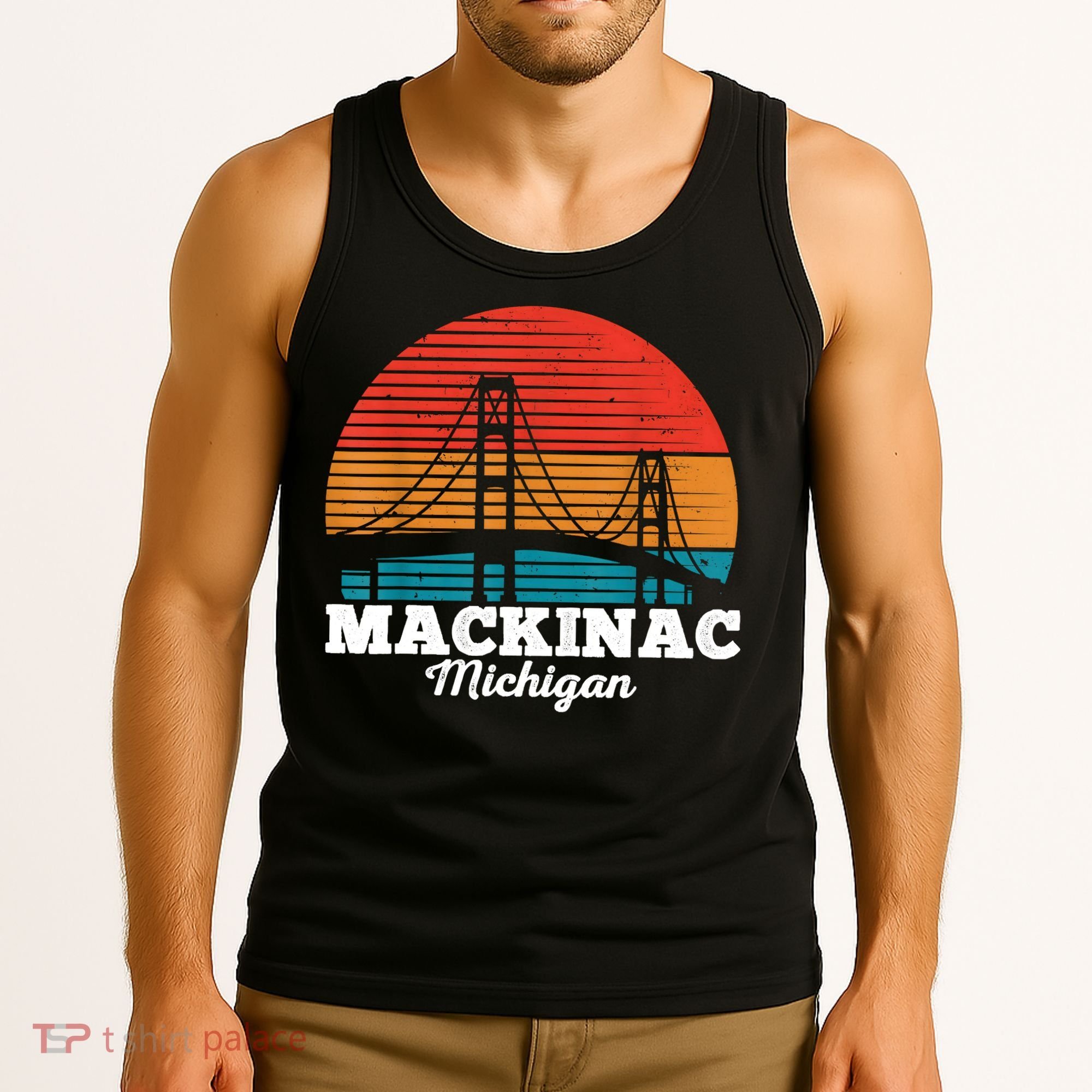 Mackinac Bridge Souvenir Mackinaw Island Retro Michigan Tank Top