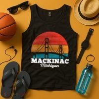 Mackinac Bridge Souvenir Mackinaw Island Retro Michigan Tank Top thumb 4