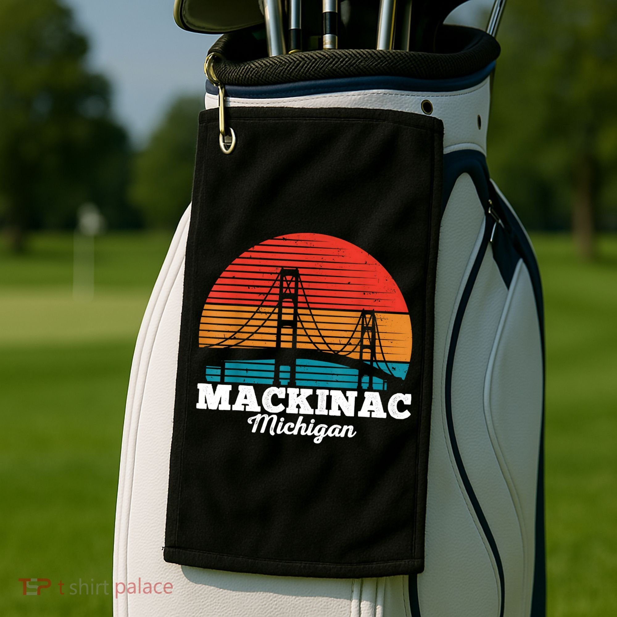 Mackinac Bridge Souvenir Mackinaw Island Retro Michigan Golf Towel