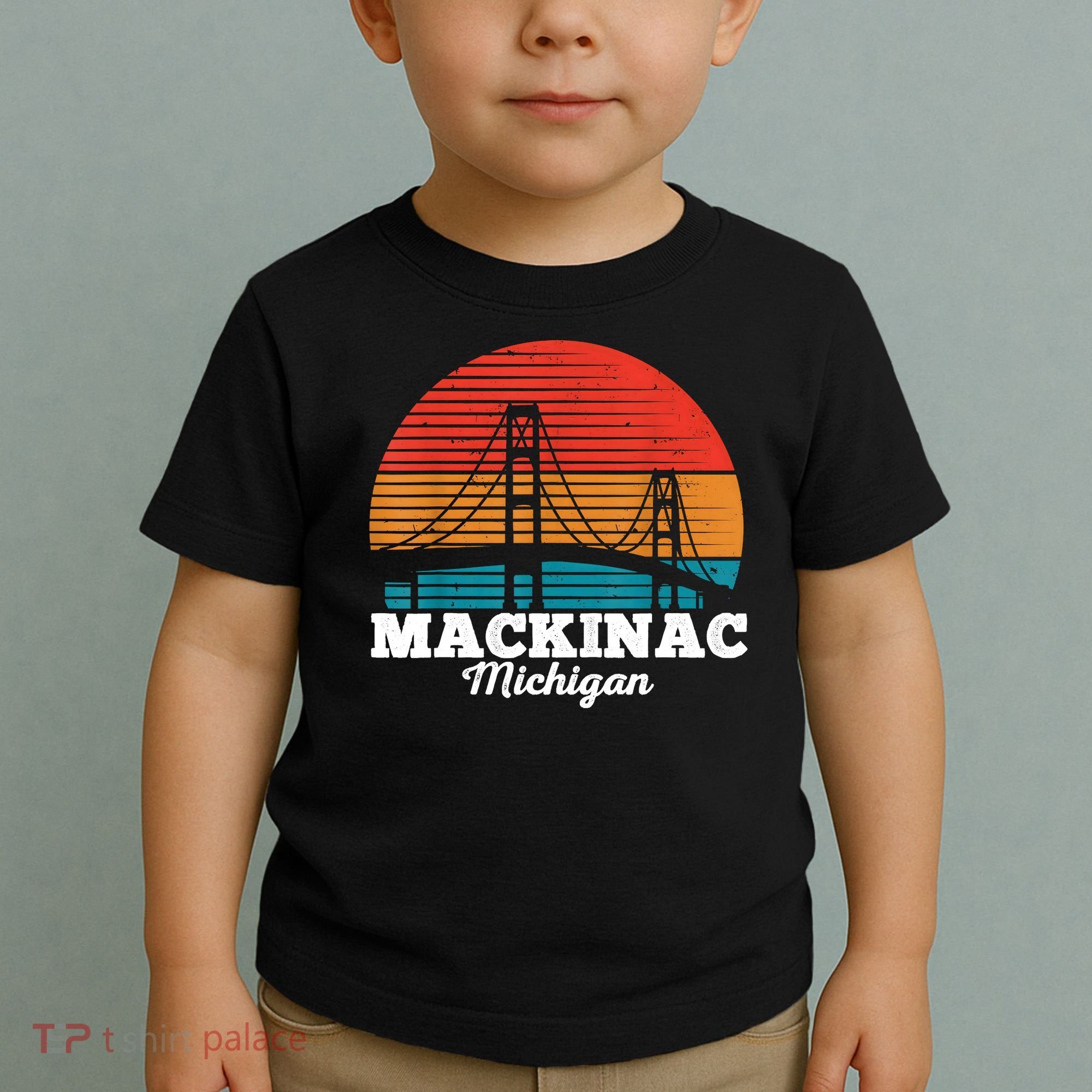 Mackinac Bridge Souvenir Mackinaw Island Retro Michigan Toddler T-Shirt