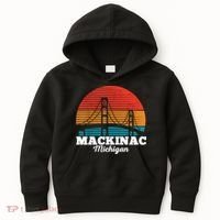 Mackinac Bridge Souvenir Mackinaw Island Retro Michigan Kids Hoodie thumb 0
