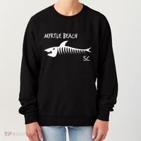 Myrtle Beach SC South Carolina Shark Skeleton White Print Women's Sweatshirt thumb 0