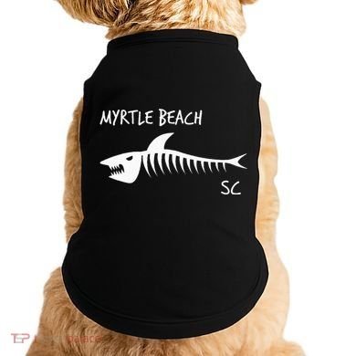 Myrtle Beach SC South Carolina Shark Skeleton White Print Doggie Tank