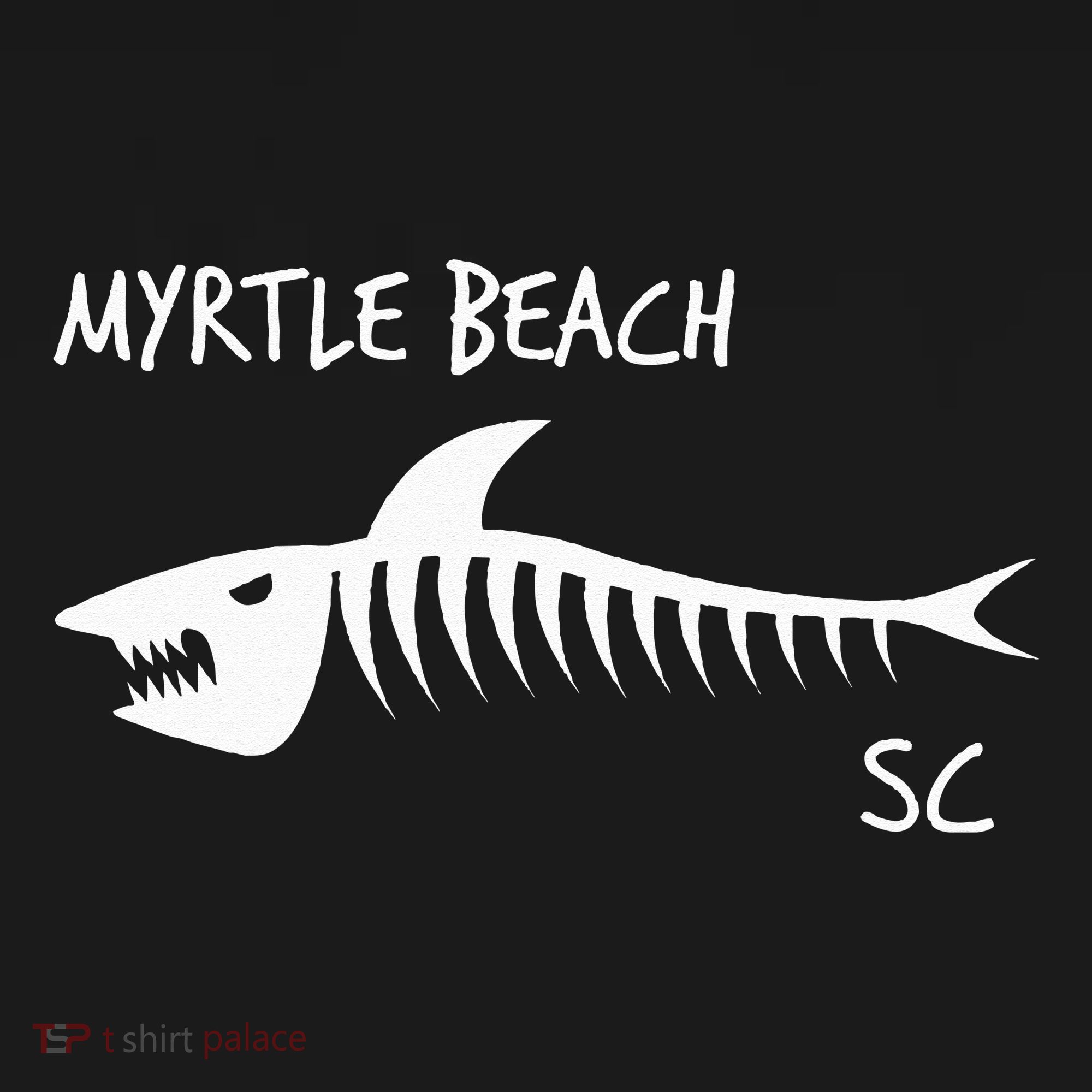 Myrtle Beach SC South Carolina Shark Skeleton White Print Doggie Tank