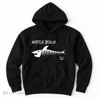 Myrtle Beach SC South Carolina Shark Skeleton White Print Hoodie thumb 0
