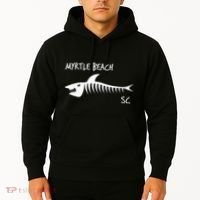 Myrtle Beach SC South Carolina Shark Skeleton White Print Hoodie thumb 2