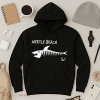 Myrtle Beach SC South Carolina Shark Skeleton White Print Hoodie thumb 3