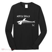 Myrtle Beach SC South Carolina Shark Skeleton White Print Long Sleeve Shirt thumb 0