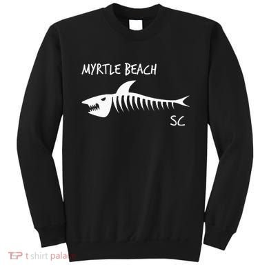 Myrtle Beach SC South Carolina Shark Skeleton White Print Sweatshirt