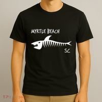 Myrtle Beach SC South Carolina Shark Skeleton White Print T-Shirt thumb 3