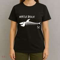 Myrtle Beach SC South Carolina Shark Skeleton White Print T-Shirt thumb 4