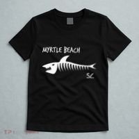 Myrtle Beach SC South Carolina Shark Skeleton White Print T-Shirt thumb 5