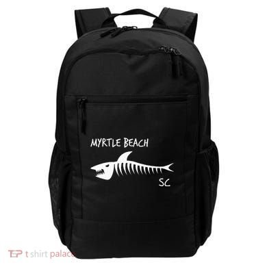 Myrtle Beach SC South Carolina Shark Skeleton White Print Backpack