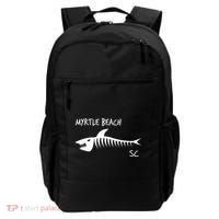 Myrtle Beach SC South Carolina Shark Skeleton White Print Backpack thumb 0